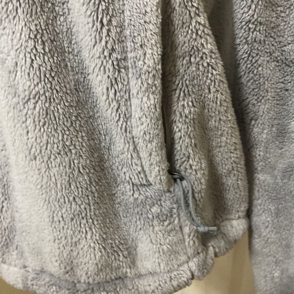 The North Face Fleece Jacket Medium Gray Silver Shiny Zipper - Picture 4 of 11